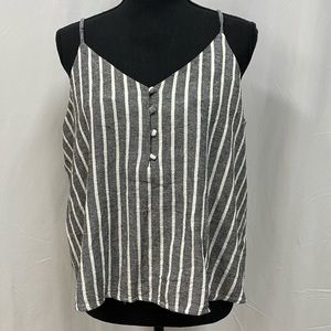 Linen button striped tank